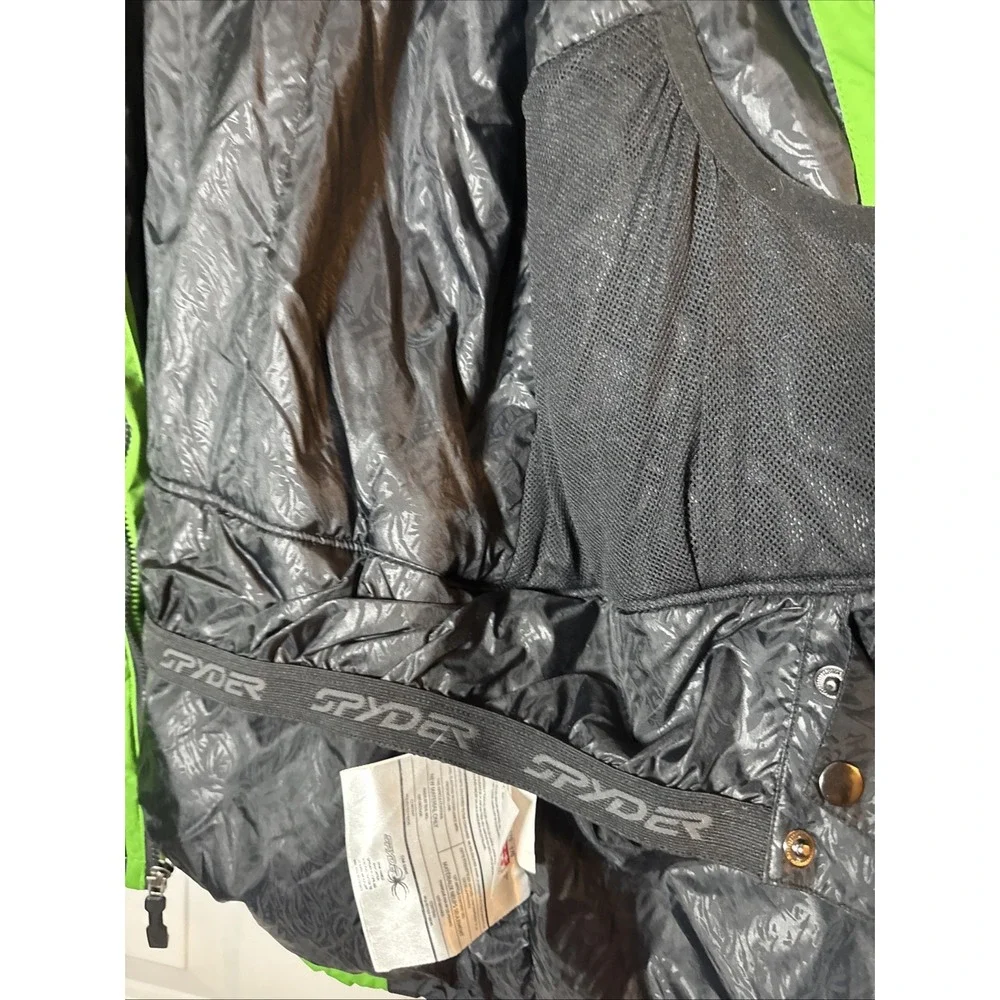Spyder Kids Ski Jacket Size 18 Green Hooded Insulated Winter Snow Coat 170